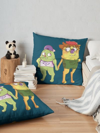 Bugsnax Chandlo Funkbun And Snorpy Fizzlebean Premium Throw Pillow Official Bugsnax Merch