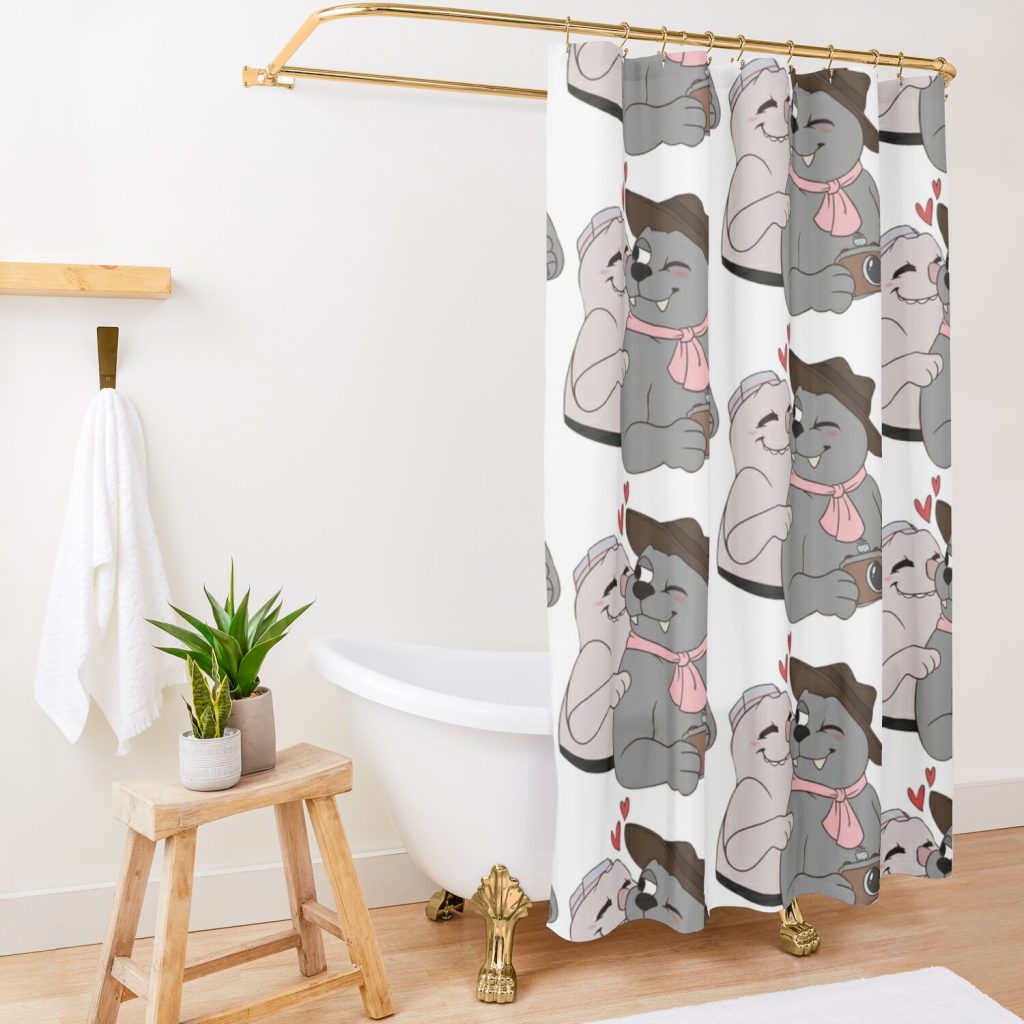 Bugsnax Eggabell And Lizbert Shower Curtain Official Bugsnax Merch