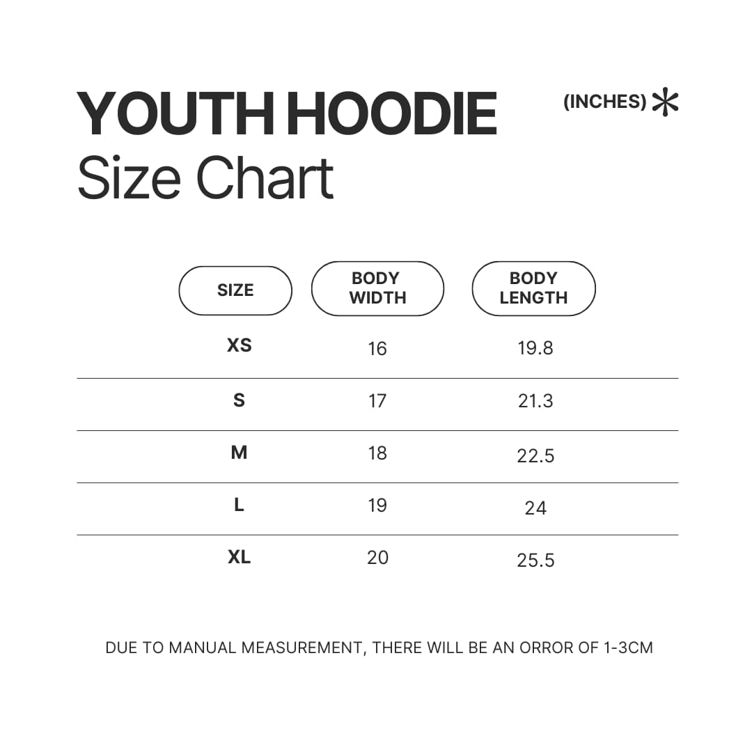 Youth Hoodie Size Chart - Bugsnax Shop