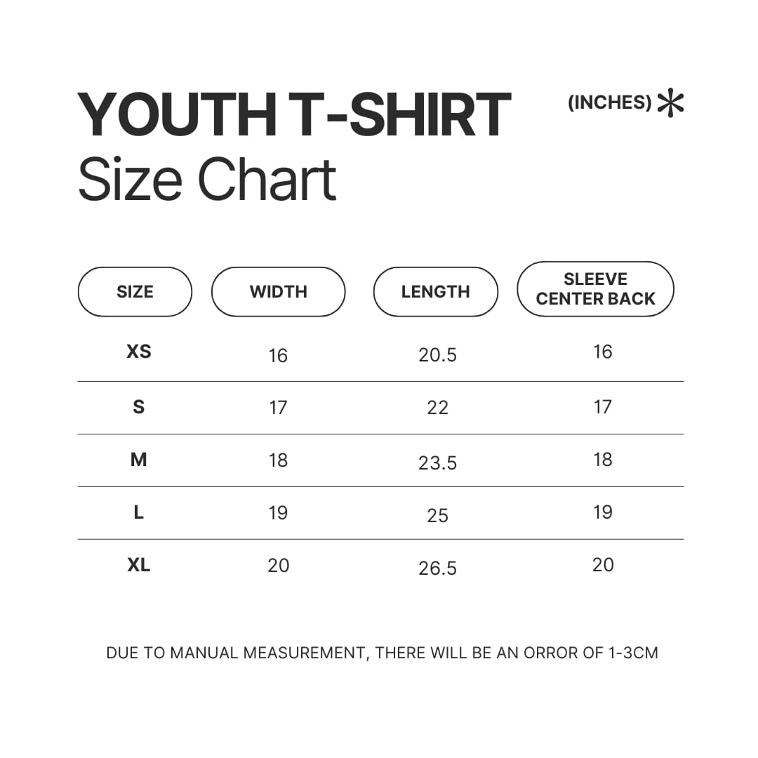 Youth T shirt Size Chart - Bugsnax Shop