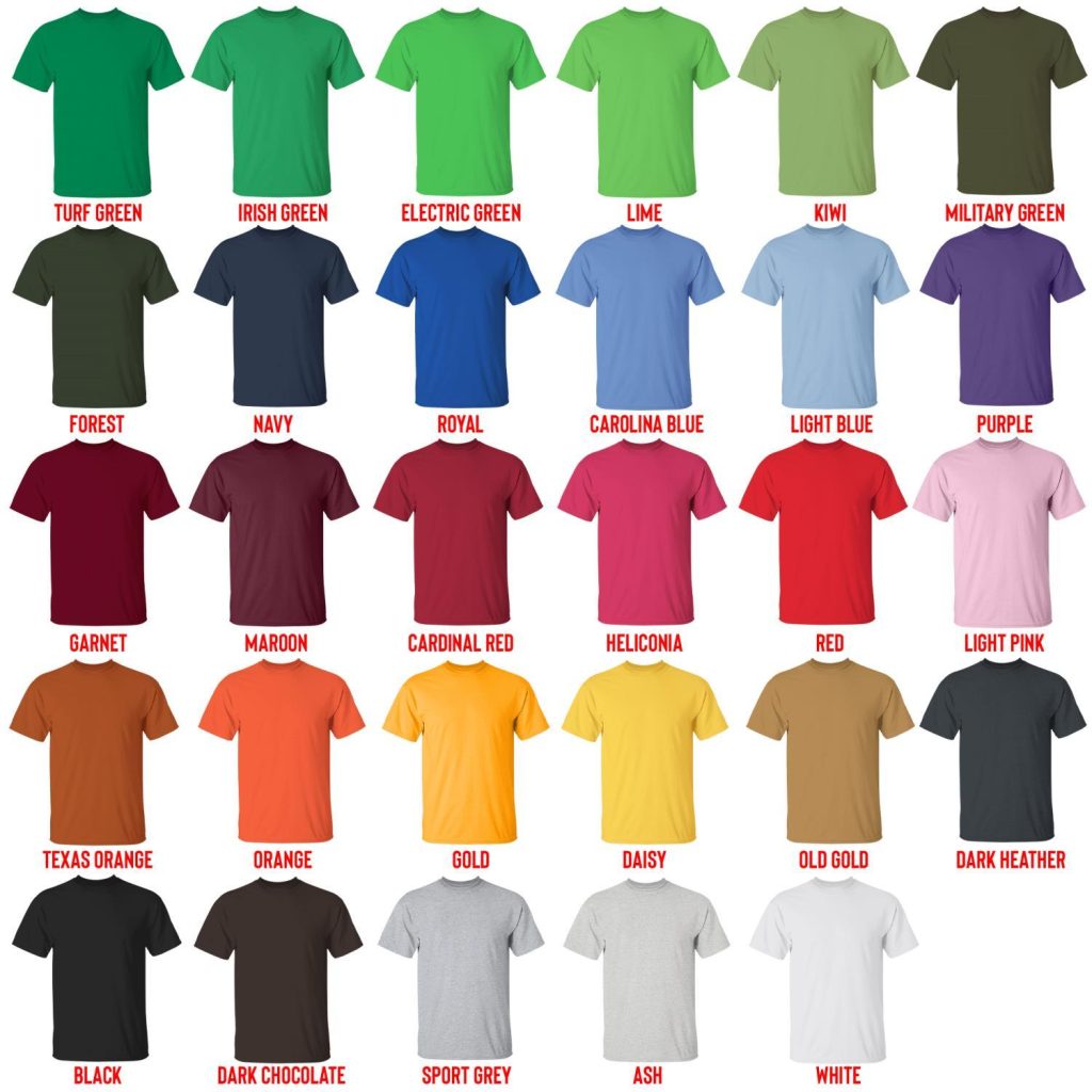 t shirt color chart - Bugsnax Shop