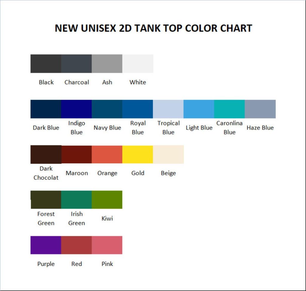 tank top color chart - Bugsnax Shop